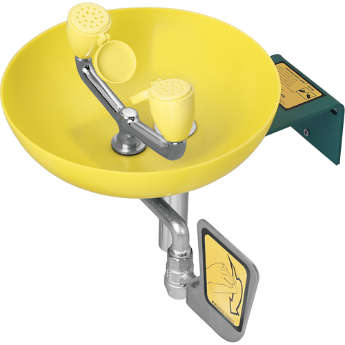 Eye/Face Wash Station, Wall-Mount Installation, Plastic Bowl