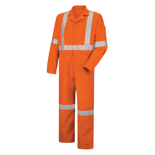 Hi-Visibility Coveralls , Men's, Orange, Size 40