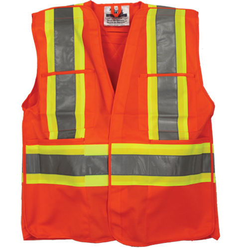 Tear Away Safety Vest, High Visibility Orange, 4X-Large/5X-Large, Polyester