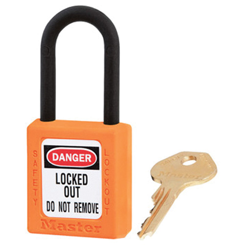 406 Zenex™ Safety Padlocks, Orange, Keyed Alike, Thermoplastic, 1-1/2" Width