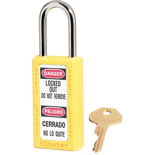 411 Zenex™ Safety Padlocks, Yellow, Keyed Alike, Thermoplastic, 1-1/2" Width
