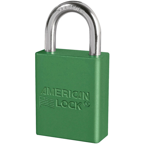 American Lock® Safety Padlocks, Green, Keyed Alike, Aluminum, 1-1/2" Width