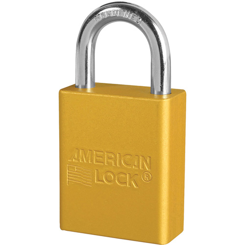 American Lock® Safety Padlocks, Yellow, Keyed Alike, Aluminum, 1-1/2" Width