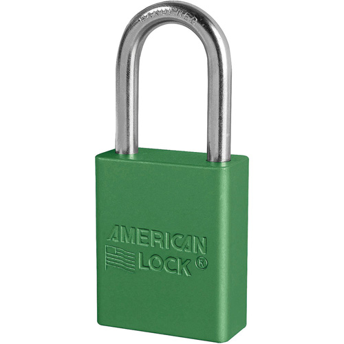 American Lock® Safety Padlocks, Green, Keyed Alike, Aluminum, 1-1/2" Width