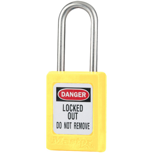 S33 Zenex™ Safety Padlocks, Yellow, Keyed Alike, Thermoplastic, 1-3/8" Width