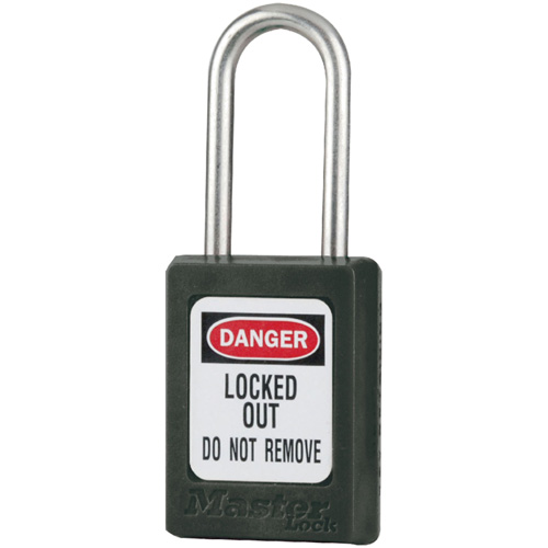 S33 Zenex™ Safety Padlocks, Black, Keyed Alike, Thermoplastic, 1-3/8" Width