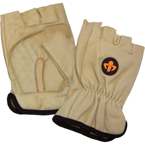 Carpal Tunnel Impact Gloves, Medium, Grain Leather Palm, Elastic Cuff