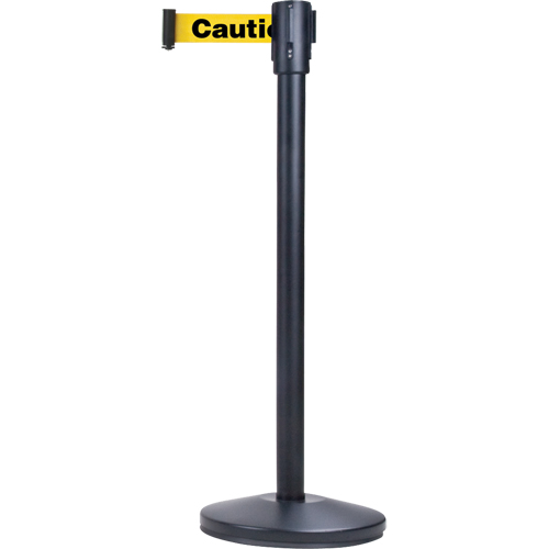 Free-Standing Crowd Control Barrier, Steel, 35" H, Yellow Tape, 7' Tape Length