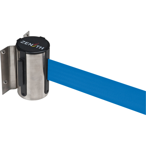 Wall Mount Barrier, Steel, Screw Mount, 7', Blue Tape
