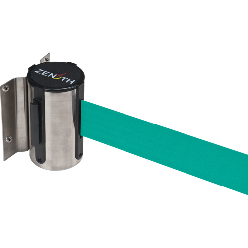 Wall Mount Barrier, Steel, Screw Mount, 7', Green Tape