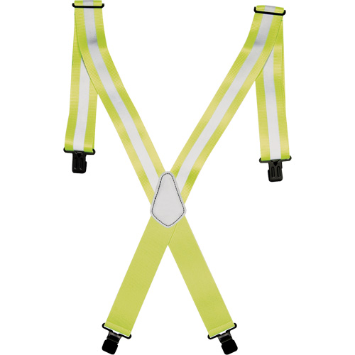 Hi-Viz 2" Work Suspenders, High Visibility Lime-Yellow, Silver Reflective Colour, One Size
