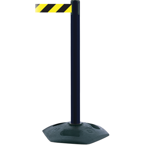 Single Line Heavy Duty Post, Plastic, 38" H, Black/Yellow Tape, 13' Tape Length