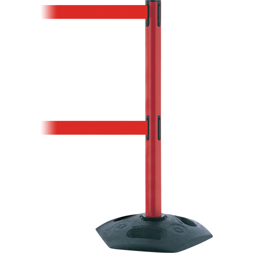 Dual Line Heavy Duty Post, Plastic, 38" H, Red Tape, 13' Tape Length