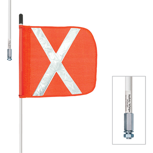 Safety Whip® Heavy-Duty Whips, Threaded Mount, 8' High, Orange