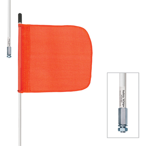 Safety Whip® Heavy-Duty Whips, Threaded Mount, 8' High, Orange