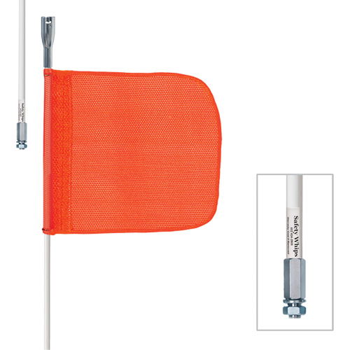 Safety Whip® Heavy-Duty Whips, Threaded Mount, 5' High, Orange