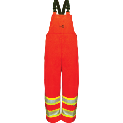 Hi-Vis FR/PU Safety Rain Bib Pants, Medium, High Visibility Orange