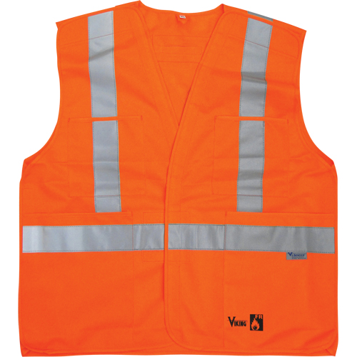 Fire Retardant Safety Vest, High Visibility Orange, Large/X-Large, Polyester