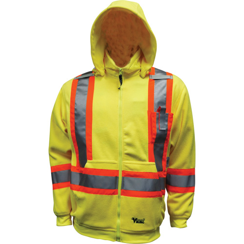 Safety Fleece Hoodie, Polyester, X-Large, High Visibility Lime-Yellow