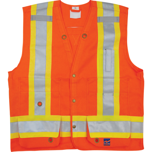 Surveyor Safety Vest, High Visibility Orange, 2X-Large, Polyester