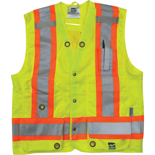Surveyor Safety Vest, High Visibility Lime-Yellow, Medium, Polyester