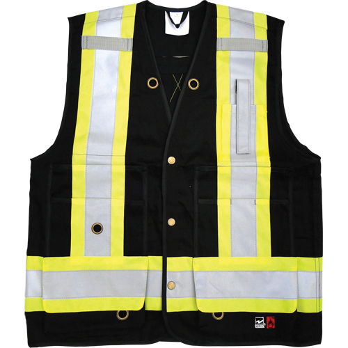 Fire Retardant Surveyor Safety Vest, Black, 2X-Large, Cotton