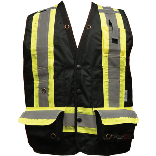 Fire Retardant Surveyor Safety Vest, Black, Small, Polyester