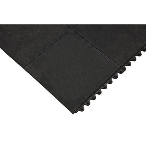Anti-Fatigue Matting, Smooth, 3' x 3' x 1/2", Black, Natural Rubber