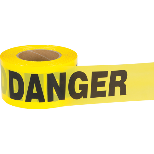 "Danger" Barricade Tape, Bilingual, 3" W x 1000' L, 1.5 mils, Black on Yellow