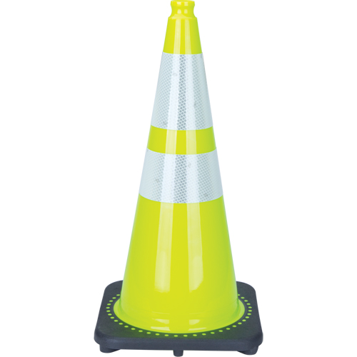 Premium Traffic Cone, 28", Lime Green, 4" & 6" Reflective Collar(s)
