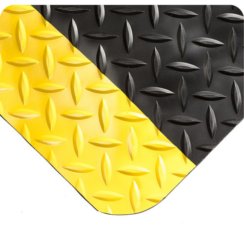 SpongeCote® Mats No.415, Diamond, 2' x 5' x 9/16", Black/Yellow, PVC Sponge
