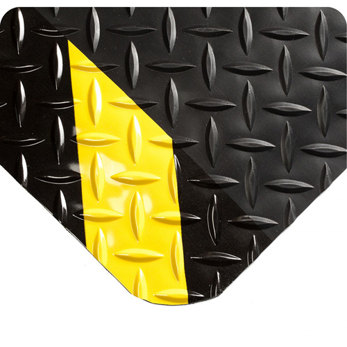 SpongeCote® Mats No.415, Diamond, 2' x 5' x 9/16", Black/Yellow, PVC Sponge