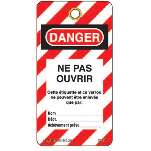 Lockout Tags, Plastic, 3" W x 5-3/4" H, French