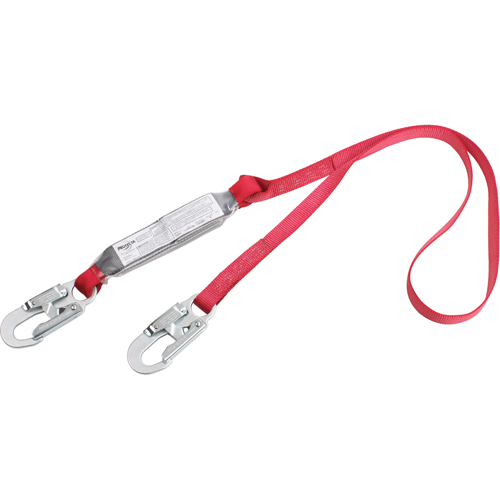 PRO™ Shock Absorbing Lanyards, 6', Snap Hook Center, Snap Hook Leg Ends, Polyester