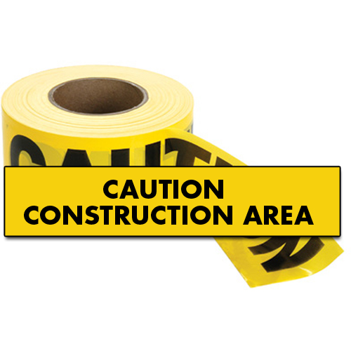 Standard Barricade Tape, English, 3" W x 1000' L, 2 mils, Black on Yellow