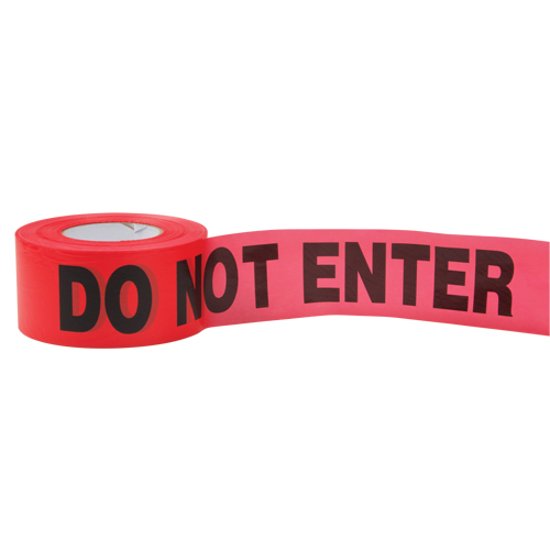 Standard Barricade Tape, English, 3" W x 1000' L, 2 mils, Red