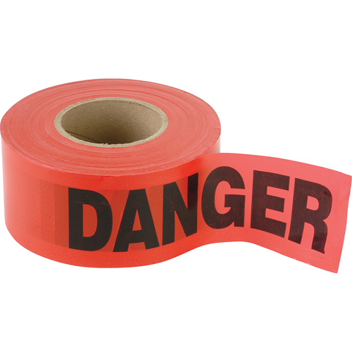 Standard Smaller Barricade Tape, English, 3" W x 300' L, 2 mils, Black on Red