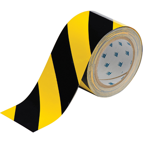 ToughStripe® Floor Marking Tape, 3" x 100', Polyester, Black and Yellow