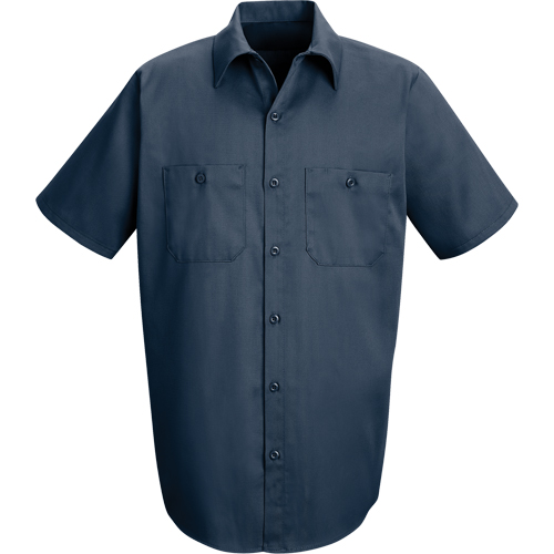 Industrial Solid Work Shirts, Men's, Large, Navy Blue