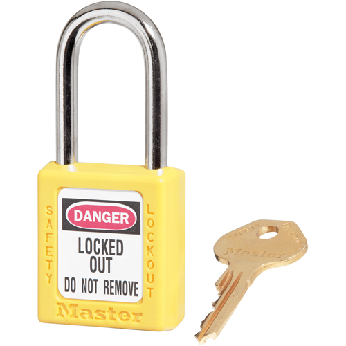 410 Zenex™ Safety Padlock, Yellow, Keyed Alike, Thermoplastic, 1-1/2" Width