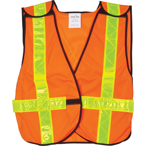 Standard-Duty Safety Vest, High Visibility Orange, Large, Polyester