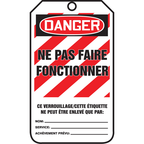 Lockout Tags, Plastic, 3-3/8" W x 5-5/8" H, French
