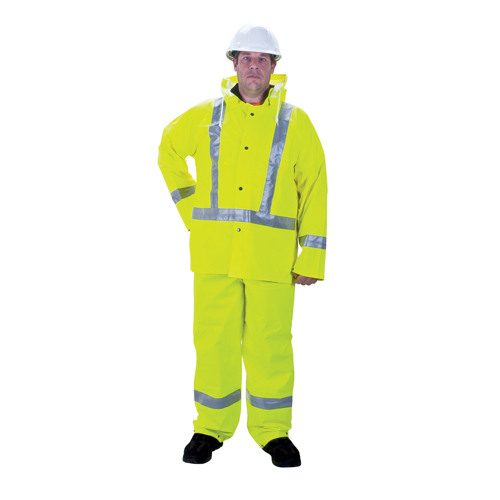 RZ900 Premium Traffic Rain Suit, Polyester, 3X-Large, High Visibility Lime-Yellow