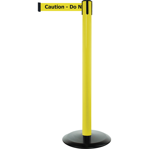 Advance TensaBarrier® Barrier Post, Steel, 36" H, Black/Yellow Tape, 7.5' Tape Length