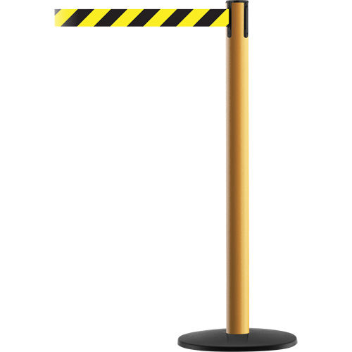 Advance TensaBarrier® Barrier Post, Steel, 36" H, Black/Yellow Tape, 7.5' Tape Length