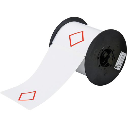 B-7569 Pre-Printed GHS/CLP Chemical Labels, Vinyl, Red/White, 4.130" Width