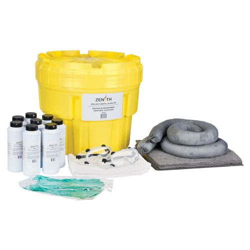 Caustic Spill Kit, Hazmat, Overpack/Salvage Drum, 20 US gal. Absorbancy
