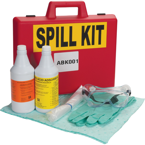 Lab Acid/Base Spill Kit, Hazmat, Case, 1 US gal. Absorbancy