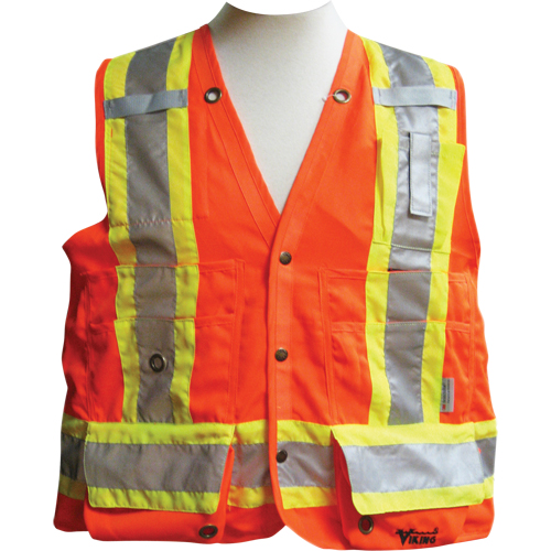 Surveyor Safety Vest, High Visibility Orange, X-Large, Polyester