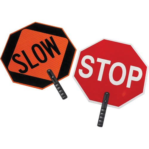 Double-Sided "Stop/Slow" Traffic Control Sign, Plastic, Bolt-On